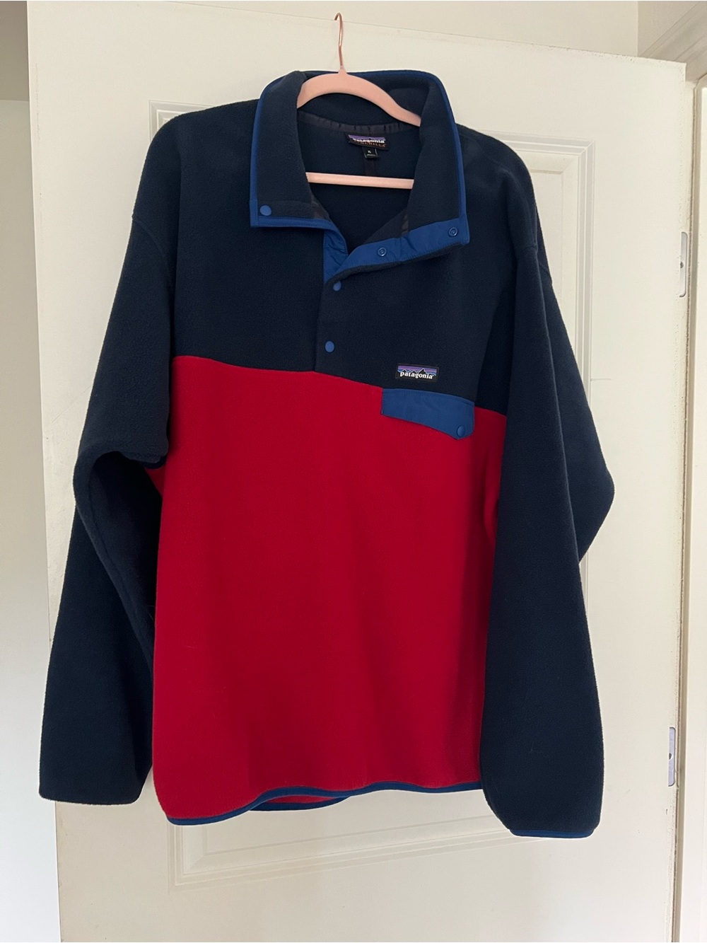 Patagonia Navy and Red Two-Tone Snap-T Fleece Pullover